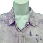 MINKPINK  Purple White Tie Dye Button Up Long Sleeve Blouse Tunic Top Size S Photo 3