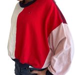 Tommy Hilfiger  Denim Colorblock Sweatshirt XS Oversized Fit Retro Pullover Photo 2