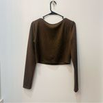 BP . Scoop Crop Long Sleeve Thick Knit Brown Dot Top size Medium Photo 4