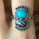 Sleeping Beauty Turquoise White Buffalo Sterling Silver Ring Size 8 Photo 0