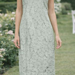 Banana Republic Green Floral Lace Shift Midi Dress Women’s 12 Elegant Minimalist Photo 0