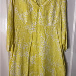 Boden Yellow Floral Linen Blend V Neck Long Sleeve Shift Dress Size 12R Photo 0
