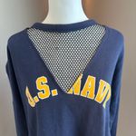 PINK - Victoria's Secret Victoria's Secret Pink 5th & Ocean US Navy Blue Mesh Crewneck Sweatshirt Large Photo 1