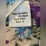 Elan  Rayon Blend Bohemian Purple and White Floral Blouse Size Small l. Photo 6