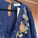 NWT Navy Floral Romper Blue Size L Photo 2