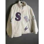 Aelfric Eden  White Sherpa SEA Bones FishScale Zip Up Jacket Size Small NWT Photo 1