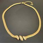Christian Dior Vintage CD Gold Tone Pave Crystal Enamel Statement Necklace 34g. Photo 1