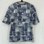 Denim & Co  Abstract Print Short Sleeve Blouse Shirt Womens XS Blue Photo 6