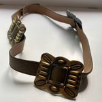 Leather Statement Belt Medallion‎ Butterfly Genuine Leather Brown Gold Metallic Photo 0