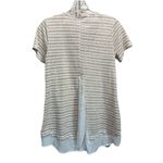 Studio B Beige/White Striped Short Sleeve Buttons V Neck Size Small High/Low Tan Photo 3