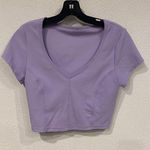 Aerie OFFLINE by Shirt Womens Medium Purple V Neck Short Sleeve Crop Activewear Photo 0