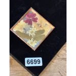 Pressed Flower Brooch Square Copper Frame Signed Tobin Red Photo 6