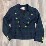 Rafaella Women's Plaid Double Breasted Blazer Gold Buttons Wool Blend Size 8 Photo 0