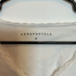 Aeropostale  White Lace Trim V Neck Cropped Long Sleeve Top Womens Size M Photo 1