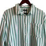 Cotton On Women Top XS Turquoise Striped Button Up Relaxed Preppy Beachy Travel Photo 4