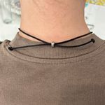 Handmade Adjustable Leather Pearl Choker Necklace. Made to order Photo 3