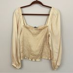 J.Crew J.‎ Crew Squareneck smocked satin cropped top Soft Yellow Size M Photo 1