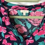 Talbots Women’s XL Navy Blue Pink Floral Blouse Classic Mature Work Office Photo 1