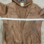 Coalition Girl Next Door Hooded Faux Leather Jacket Brown Size L Photo 7
