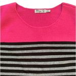 Eliza J  Dress Black Gray Pink Striped Pockets Knit Sweater Shift Dress Small Photo 7