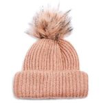 Topshop Nude Faux Fur Pompom Beanie Photo 0