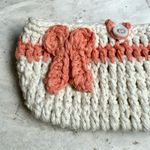 Handmade  Crochet Cotton Pouch w/ Bow & Button Closure Photo 2