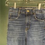 ZARA  High Rise Straight Leg Cropped Raw Hem Jeans Photo 3