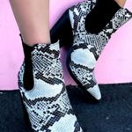 Bamboo Snakeskin Chunky Heel Slip On Bootie Photo 0
