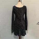 ZARA  New Women Black/White Long Sleeve Polka Dot Satin Dress Size Large Photo 13