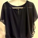 XScape JOANNA CHER NAVY BLUE SIZE 4 CHIFFON TOP LINED BLOUSY. FITTED BOTTOM Photo 2