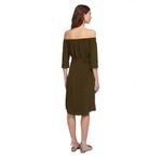 Whistles Flavia Off The Shoulder Midi Silk Tie Dress Khaki Green Size 0 XS NWT Photo 1
