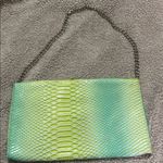 Jessica McClintock Faux Snakeskin Clutch Evening Bag green/yellow Photo 3