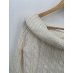 American Eagle Sweater Women Small Cream Fisherman Off Shoulder Knit Boxy Crop Photo 4