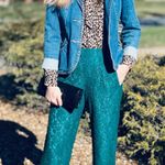 J.Crew Size 4 Dark Pants Hunter Green Lace Pull On High Waist Straight Holiday Photo 0