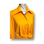 ZARA  Mustard Yellow Twist Front Draped Long Sleeve Asymmetric Hem Shirt Dress L Photo 2