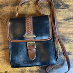 Liz Claiborne Vintage 90’s Crossbody Black Contrasting Brown Trim Buckle Snap Photo 0