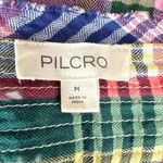 Anthropologie Pilcro Mixed Madras Plaid Flutter Sleeve Blouse Top Medium Preppy Photo 7