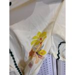 SheIn  Embroidered Button Front Collared Belted Shirt Dress Cream Green Floral L Photo 5