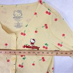 Hello Kitty  Cardigan Sz M Yellow Ribbed Baby Doll Cropped Long Sleeve Button up Photo 7