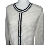 J. Jill Cardigan S L Contrast Trim‎ Sweater Jacket Nautical Coastal Beach Preppy Photo 3
