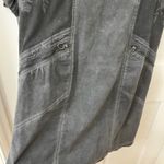 XCVI  Sz L Embroidered Boho Gothic Mixed Media V Neck Tunic Dress Charcoal Gray Photo 3