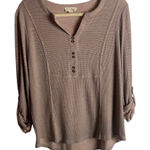 Jane and Delancey Size Large Tunic Thermal Waffle Knit Henley Top Blouse Pink Photo 0