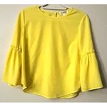 Roommates Womens Blouse M Yellow Bell Sleeve Crew Neck Casual Top Photo 13