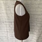 New York And Company New York & Co women M scoopneck to v-cut pleated tank top brown  Photo 4