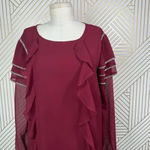 Tularosa  Bowie Beaded Long Sleeve Ruffle Mini Dress Maroon Size‎ US Large Photo 2