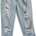 PacSun  SZ 24 Mom Jeans Mid-Rise Zip-Fly Distressed Rips Pockets Light Wash Blue Photo 2