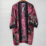 Chicos Travelers Kimono Jacket L/XL Deep Chianti Purple Floral Open Front NWT Red Size L Photo 6