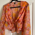 Wild Fable woman’s Floral Chiffon Blouse - Pink and Orange Size medium Photo 2