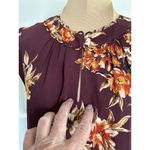 Stitch Fix Daniel Rainn  Cap Sleeve Open Neck Burgundy Floral Semi Sheer Top PXS Photo 1