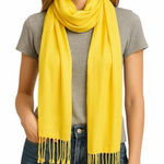 Women’s Bundle 3 Oblong Scarfs Solid Bright Jewel Colors Yellow Red Rose Pink Photo 0